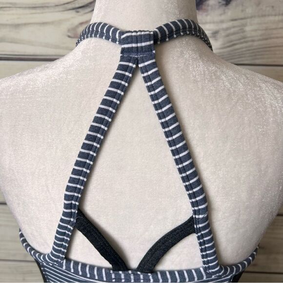 Athleta Heather Grey & White Striped Athletic Bra Tank Top - Picture 6 of 14